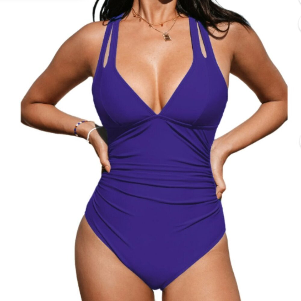 Cupshe Blue Halter Corss Back Swimsuit Size L NWT